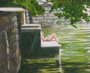 "Lesende am Wasser"
